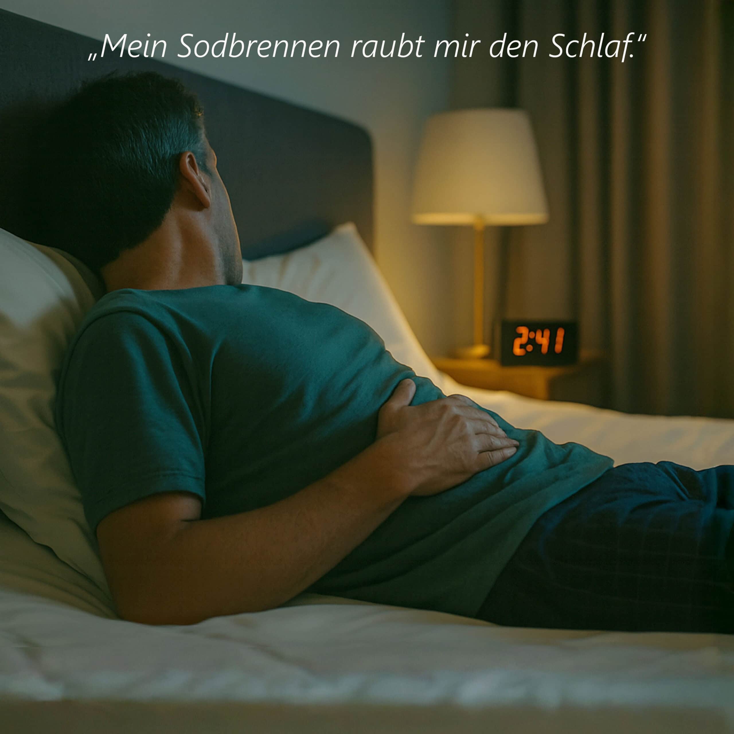 liegender Mann hält sich den Bauch